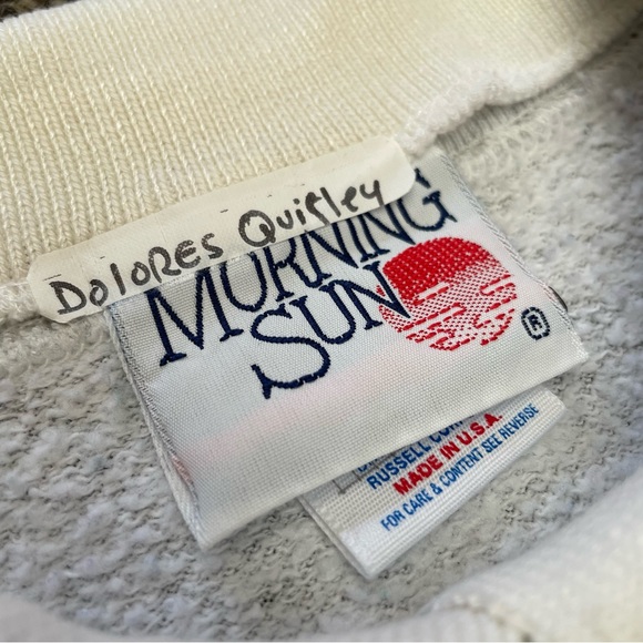 Vintage 80s Morning Sun Grandmacore Collared Floral Sweatshirt Size Large - Picture 6 of 7